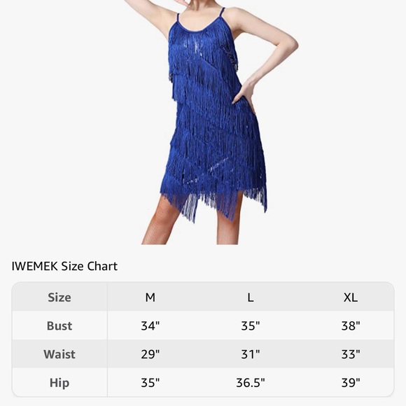 Women Salsa Latin Dance Dress Sequin Tassel Fringe Flapper Dress 1920s - Picture 3 of 8